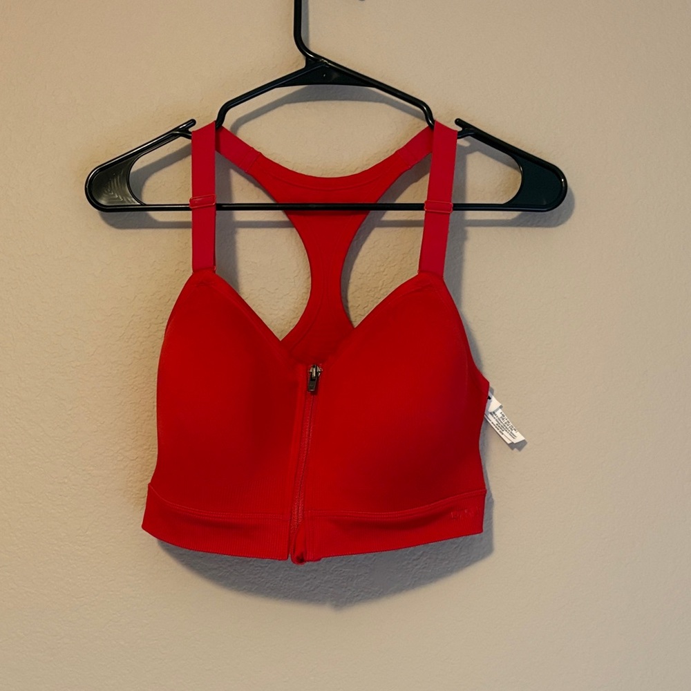 PINK Victoria's Secret Red Strong Support Zip Front Sports Bra